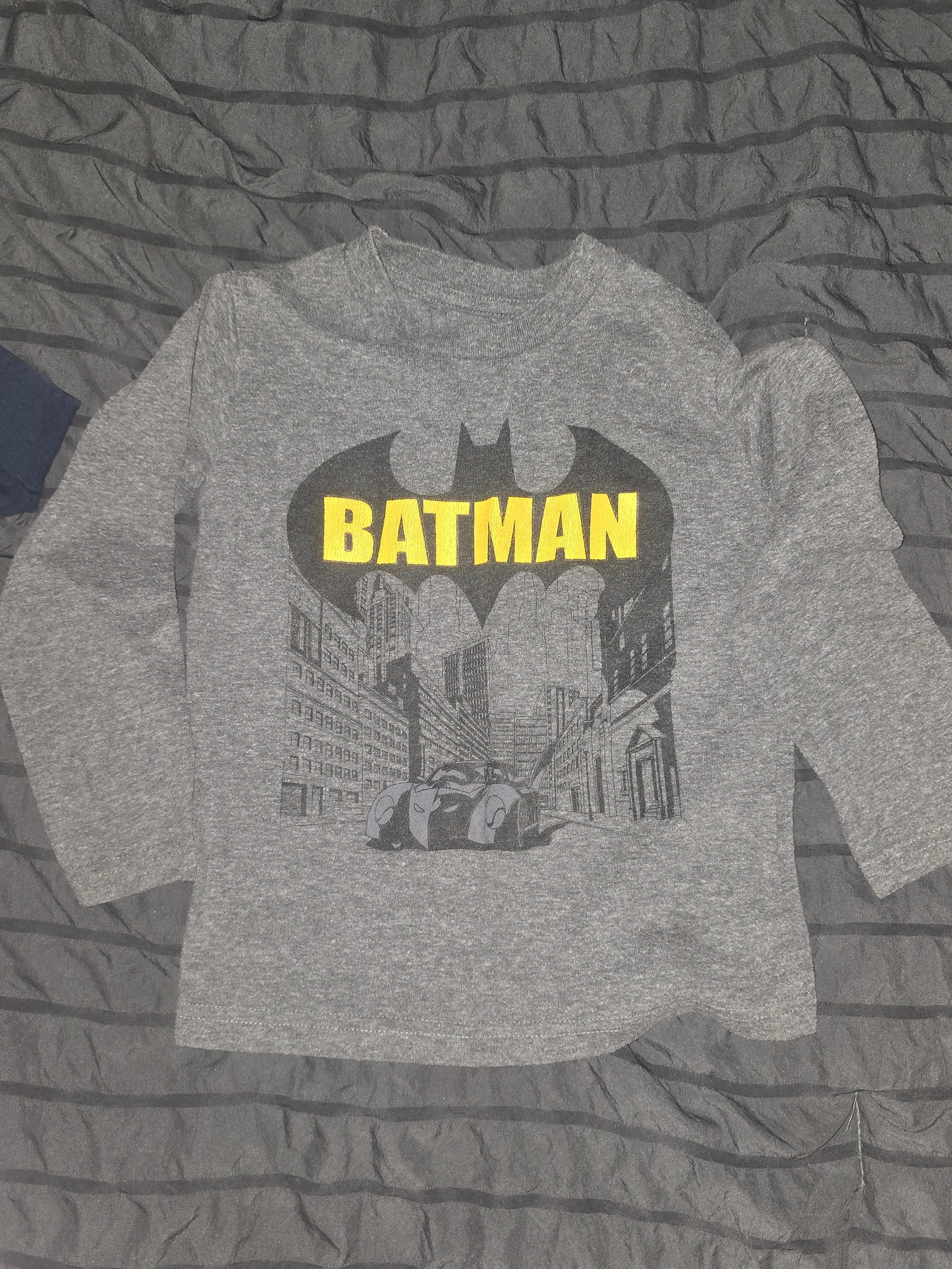 Batman Long-Sleeve Tee In Gray With Yellow Logo